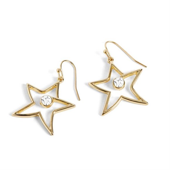 Celestial Star Dangle Drop Earrings Crystal Gold - Picture 1 of 2